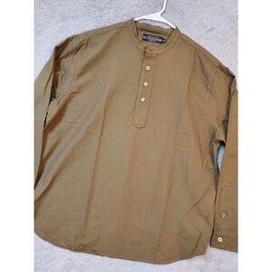 NEW J Peterman Shirt Mens Extra Large Poet Pilgrim Band Collar Canvas Green